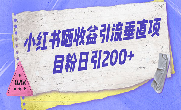 《小红书晒收益图引流》垂直项目粉，日引200+-掘金智库