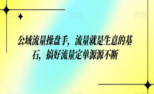 《公域流量操盘手》量就是生意的基石，搞好流量定单源源不断-掘金智库